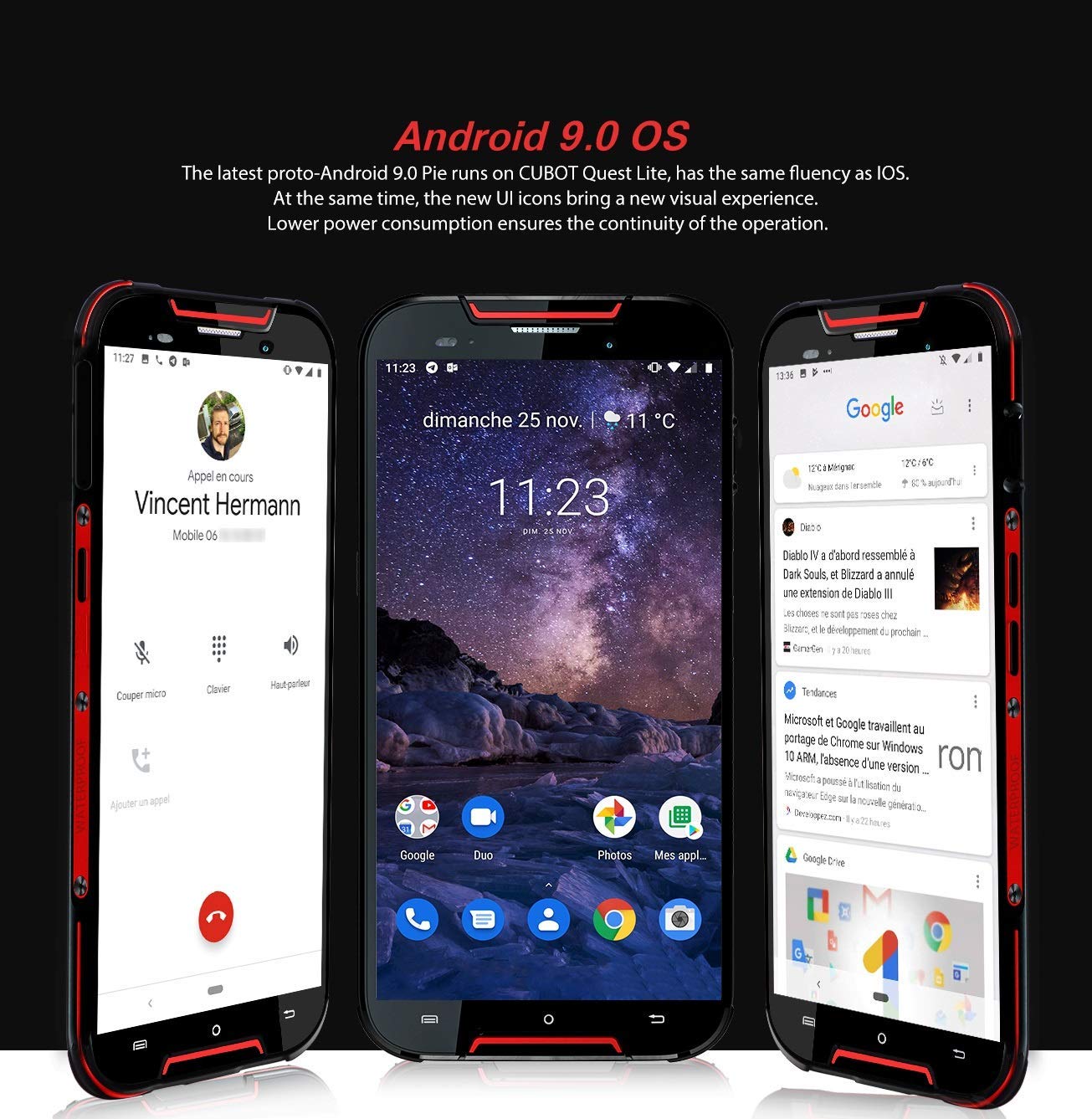CUBOT Quest Lite Telephone Portable Débloqué Incassable 4G, Smartphone Résistant Pas Cher 2019 Android 9.0 Batterie 3000mAh, 3+32 Telefones Etanche IP68 Imperméable aux Chocs et Poussière NFC-Rouge