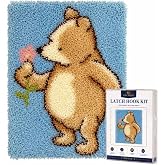 GLCTMHY Latch Hook Rug Kits,Bear Rug Making Kits and Adults Beginners Needlework Embroidery DIY Craft Rug Hook Rugs Kits for Home Decoration 20" X 15"