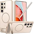 TORRAS Strong Magnetic & Seamless Stand for Samsung Galaxy S25 Ultra Case, Fit for MagSafe, Mil-Grade Drop Protection, Adjustable Kickstand for Samsung Galaxy S25 Ultra Case, Slim Matte Soft Gold