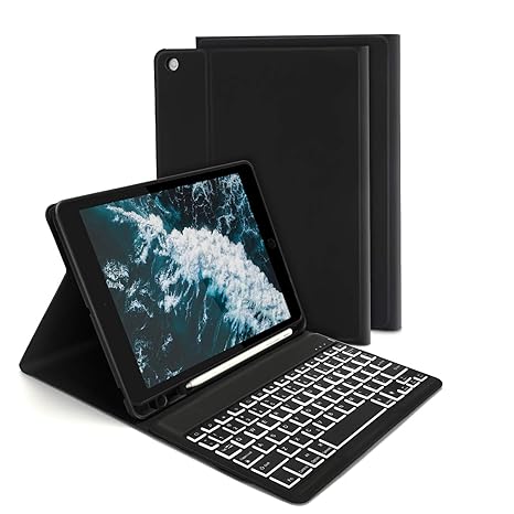 Jelly Comb Backlit Keyboard Case For Ipad 102 20197th Gen Wireless Detachable Bluetooth Keyboard With Protective Coverpencil Holder For Ipad