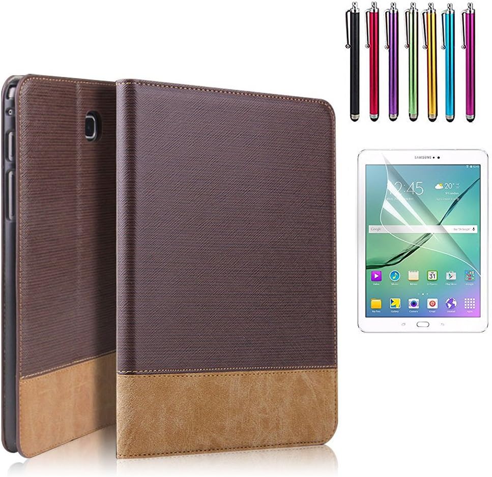 GoldCherry Samsung Galaxy Tab S2 8.0 folio Case - Kickstand ,Card Pocket Folio Leather Case Cover for Galaxy Tab S2 Tablet 8.0 inch, SM-T710 Sm-t715 (Galaxy Tab S2 8.0 (T710), Dark Brown )