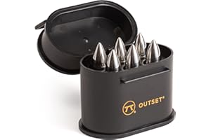 Outset Stainless Steel Whiskey Stone Set, 6 Ammo Shaped with Case