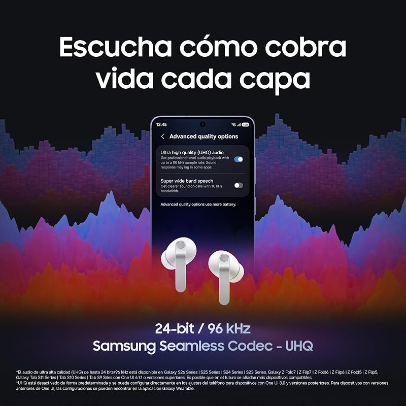 Galaxy Buds4 Pro, auscultadores Bluetooth, áudio hi-fi, cancelamento adaptativo de ruído, chamadas super claras, agente de IA, garantia do fabricante 3 anos + 1 ano extra, branco (versão espanhola)