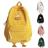 TJJII Duck Cute Backpack, Large Capacity Cute Funny Aesthetic Kawaii Corduroy Mochila (Yellow)