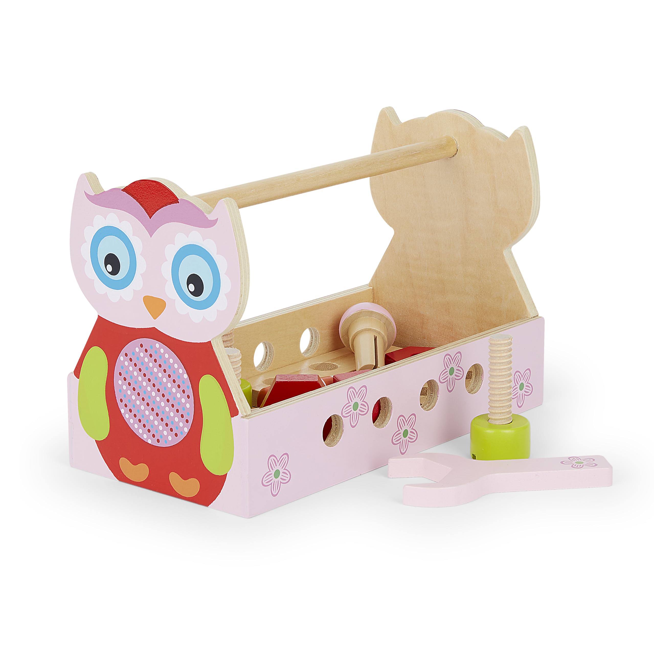 Mousehouse Gifts Cute Owl Tool Box Tool Kit Pretend Play Wooden Toy for Girls