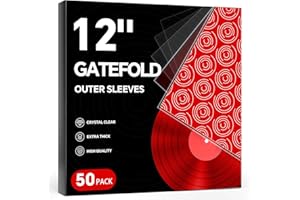 COOLBYL 50ct Gatefold Vinyl Outer Sleeves - 12 Inch Record Protective Sleeves, Premium Gatefold Sleeves for Album Cover, Vinyl Sleeves for LP Record Storage, Instantly View Artwork, Crystal Clear 4 Mil Thick