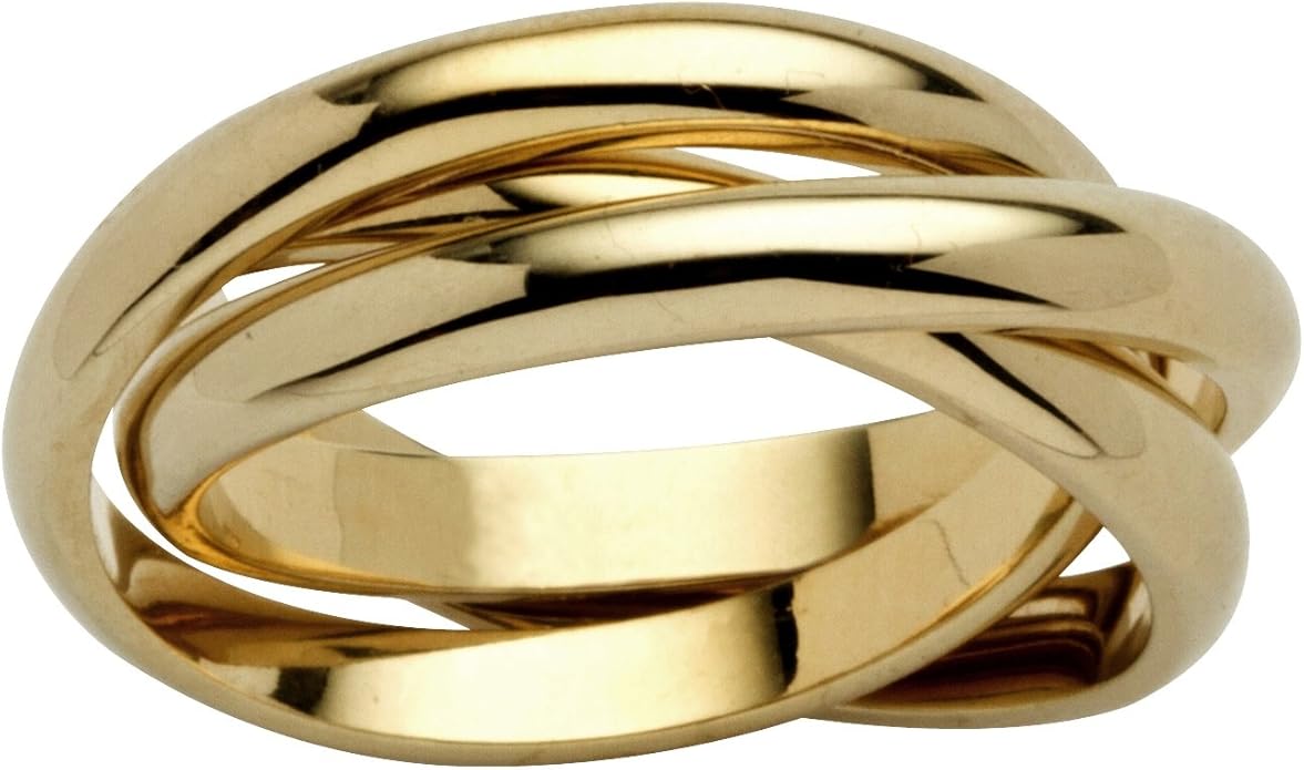 Seta Jewelry 14K Yellow Gold Plated Rolling Triple Band