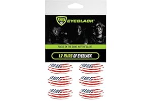 GB Eyeblack - 12 Pairs Peel & Stick Athletic Eyeblack USA Strips Red White and Blue Eye Black Baseball (Stars & Stripes)