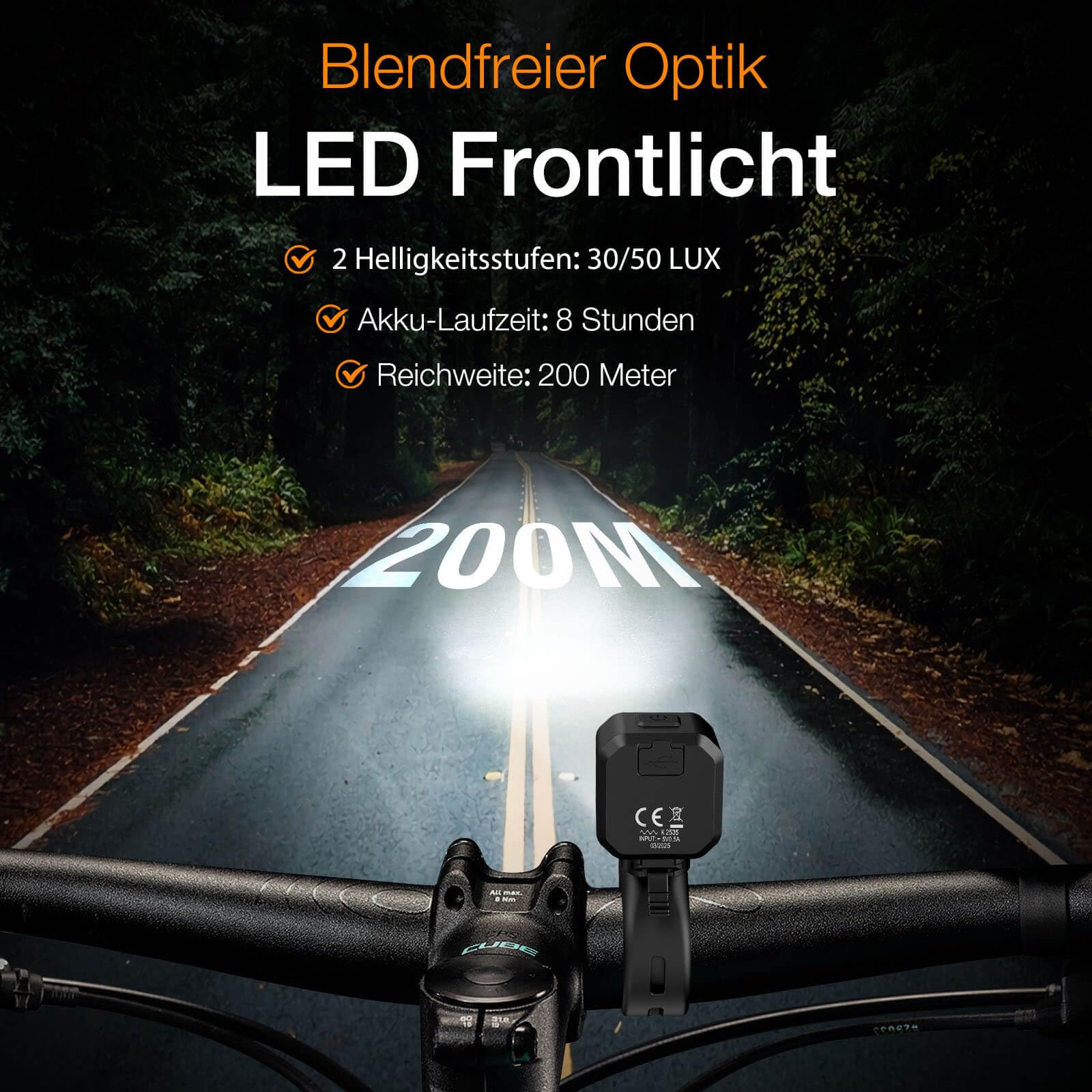 Tavaler Fahrradlicht Set USB Aufladbar | StVZO Zugelassen Fahrradbeleuchtung Set | IPX5 Wasserdicht Fahradlichterset LED | Fahrrad Licht Vorne | Fahrradlicht Hinten & Rücklicht Fahrrad 2