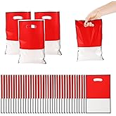 SAVITA 50pcs Cartoon Animation Gift Bags, Red White Cartoon Goodie Candy Treat Bags with Handle Birthday Party Favor Decorations Supplies for Kids