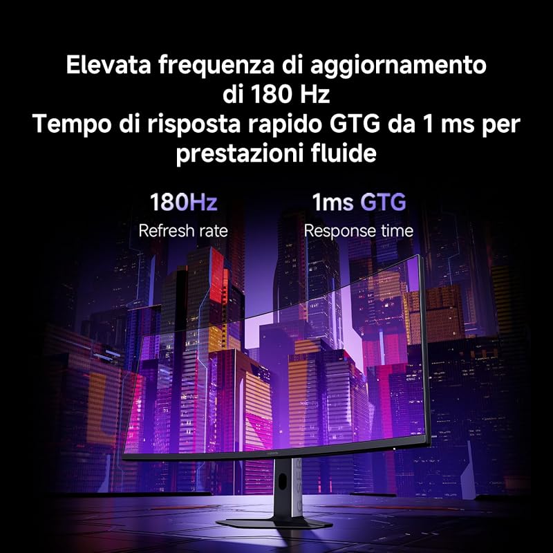 Monitor Gaming Curvo 2K 34 Pollici,180Hz,1ms GTG,1500R, C34WQDA-RGGL