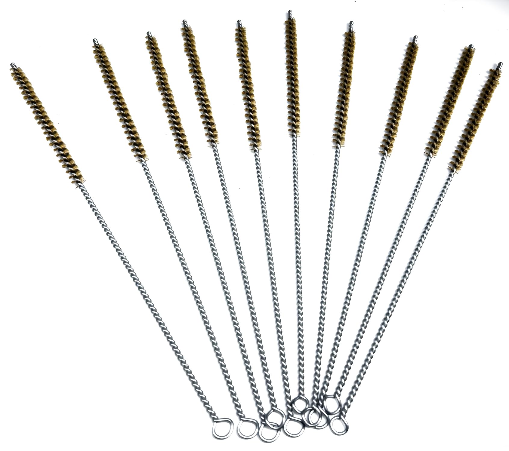 Chiloskit 10Pcs Tube Brush Kit Brass Wire Tube Brush Cleaning ToolLong-Handle Bristle Cleaning, 6mm/10mm//14mm (10mm)