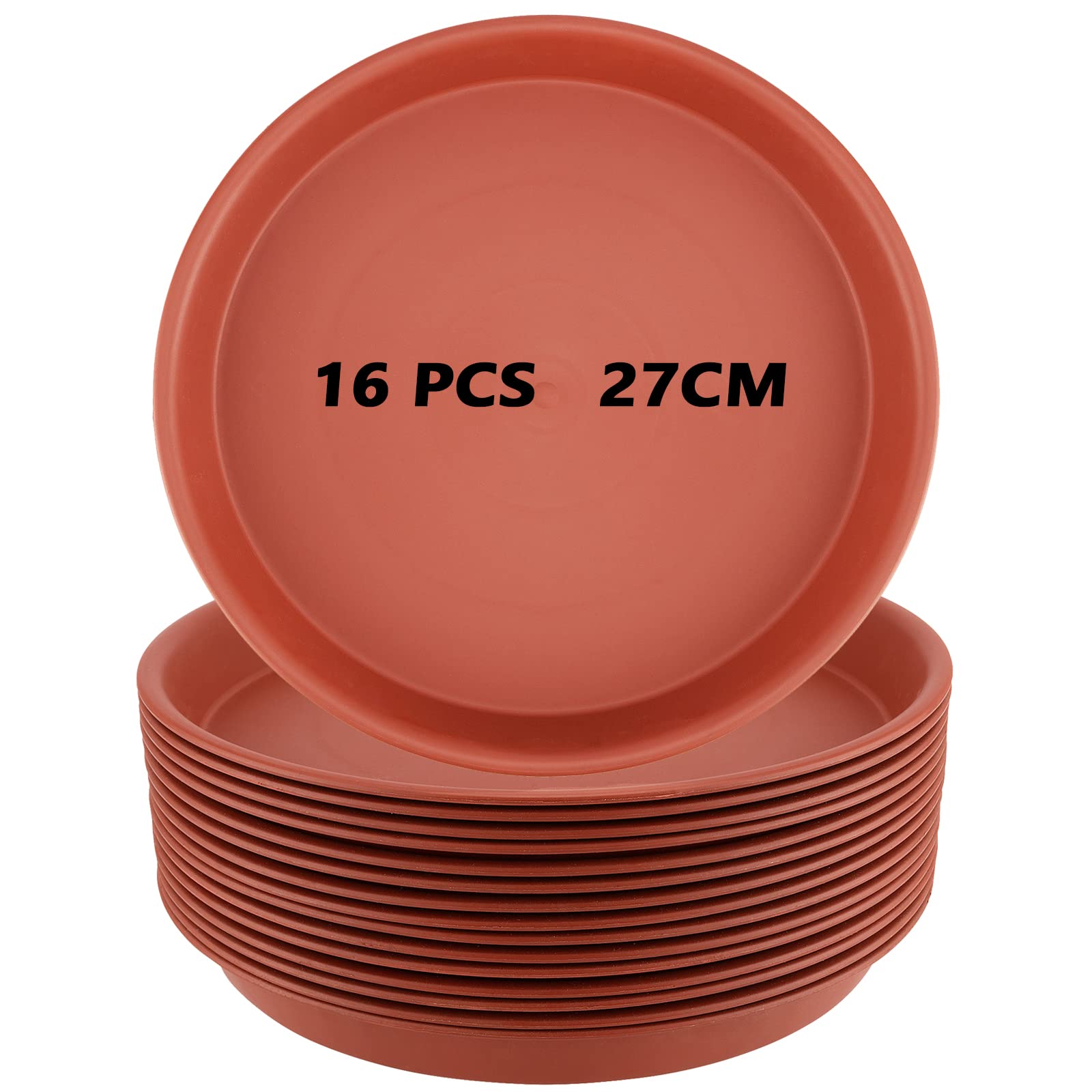 ZOENHOU 16 Pack 27CM Plant Saucers, Thickened Plastic Plant Pot Saucers Planter Flower Drip Trays for Indoor Outdoor Garden