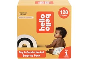 Hello Bello Premium Diapers, Size 1 (8-12 lbs) Surprise Pack for Boys - 128 Count, Hypoallergenic with Soft, Cloth-Like Feel - Assorted Boy & Gender Neutral Patterns