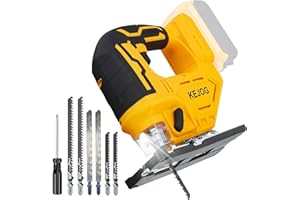 KEJOG Cordless Jig Saw for Dewalt 20V Battery,0-45° Bevel Cuts,Brushless Jigsaw Tool with Variable Speed ​​LED Lighting, 3 Position Orbital Action for Straight/Curved/Circular Cutting (Battery Not Included)
