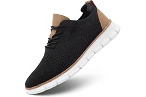 Kundork Men's Casual Dress Shoes Comfort Walking Shoes Mesh Knit Lightweight Breathable Sneakers