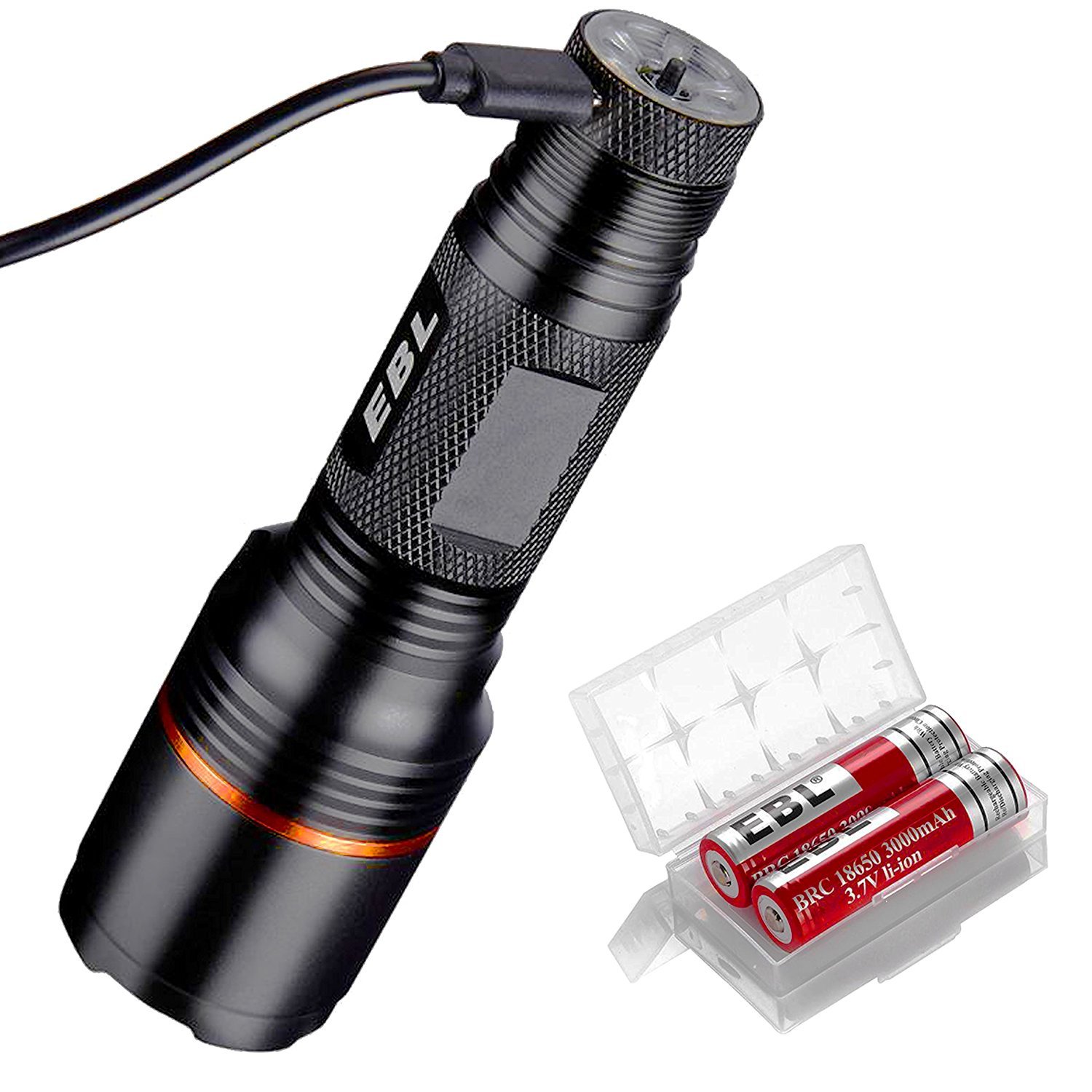 EBL 950 Lumen Linterna LED USB Recargable Impermeable IP68 con 6 modos, 2 Unidades 18650 Baterías para Ciclismo, Acampada, Senderismo, Montañismo