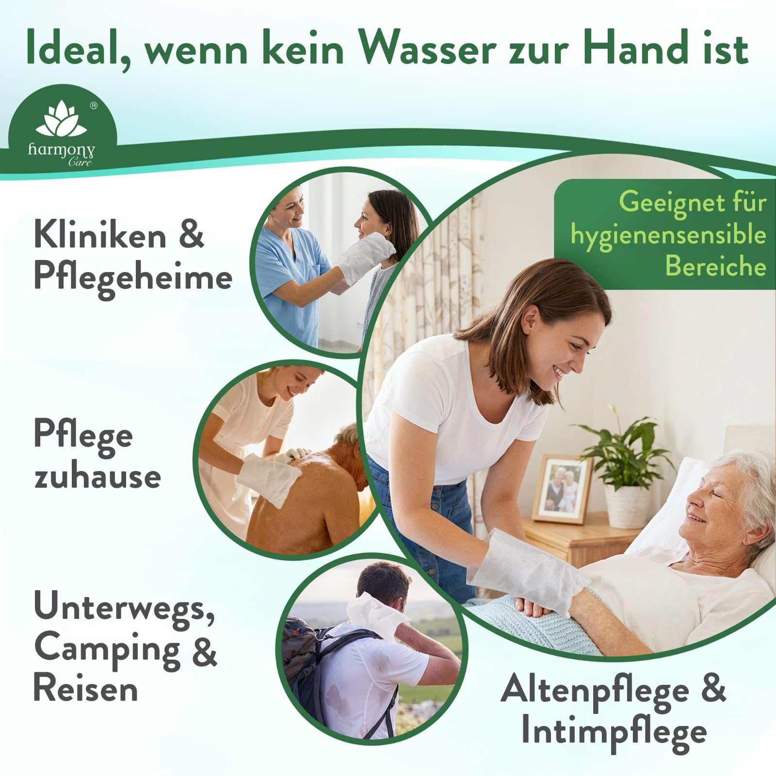 Harmony Care® - 40x weiche Einmal Waschhandschuhe aus Spunlace, Einmalwaschlappen für Erwachsene Pflege & Babys - extra dicke reizfeste Waschlappen einweg - Feucht 5