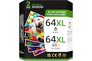 CKMY Printer Ink 64 for HP 64XL Ink Cartridge Combo Pack for HP Ink 64 64XL Fit Envy Photo 7855 7858 7155 7120 6252 6255 7800 7100 7158 7164 Tango Series Printer (2 Pack)