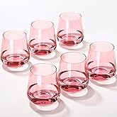 CLUSIVC Pink Stemless Wine Glasses Set of 6 - Pink Stemless Drinking Glasses 17oz,Blush Stemless Glassware for Beverages and Wine - Set for Holiday Home and Bar Use New Year Gifts