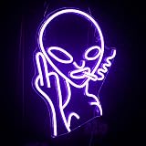 SIGNSHIP Purple Alien Neon Light USB Wall Decor 15.7 x 12.2 in Bar Bedroom view 7