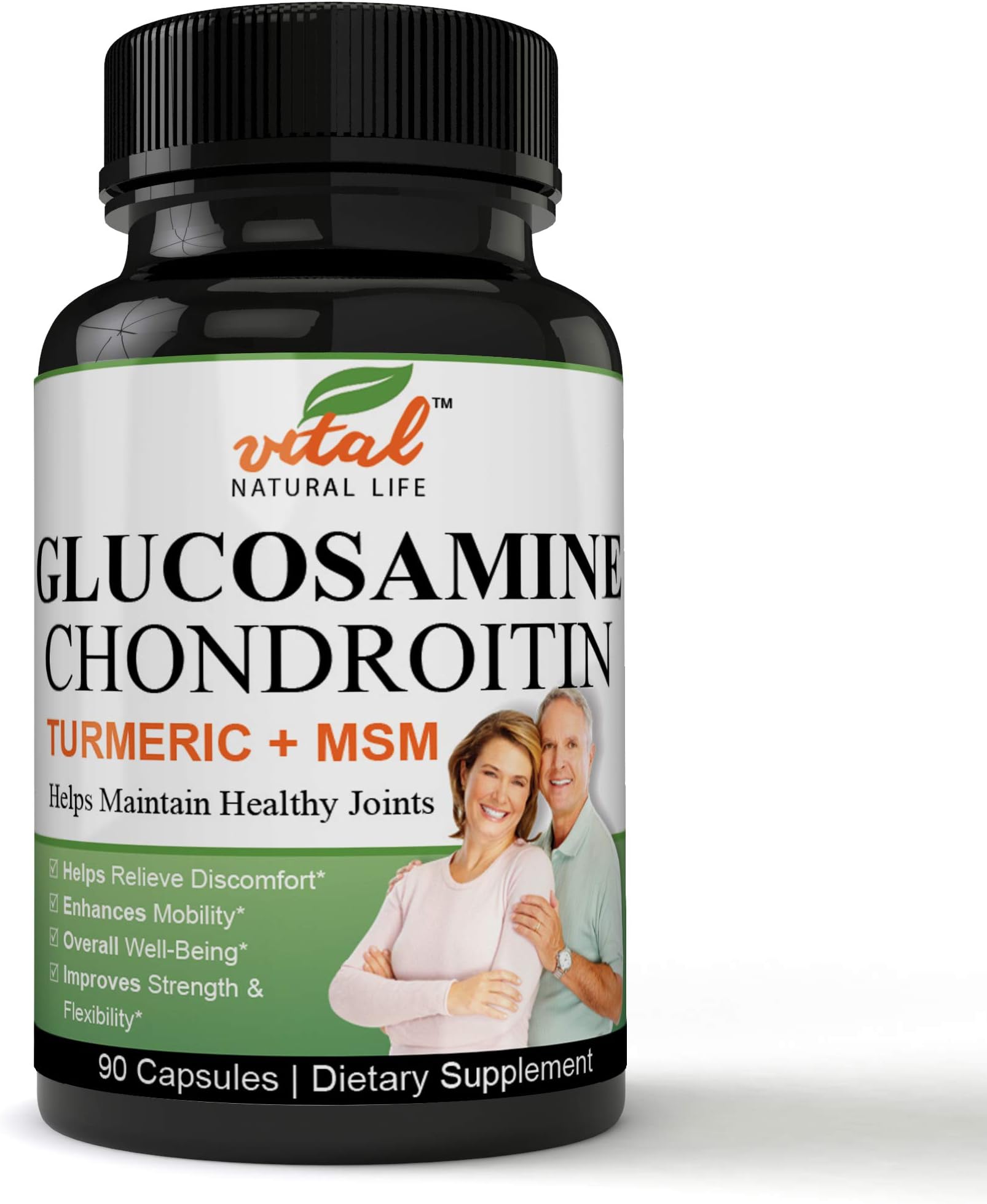 A Comprehensive Formulation Glucosamine Chondroitin MSM + Turmeric - Extra Strength Joint Support Supplement - Relieve Sore Knee, Hip, Finger, Wrist, Elbow, Shoulder, Lower Back Pain - Non-GMO Formula