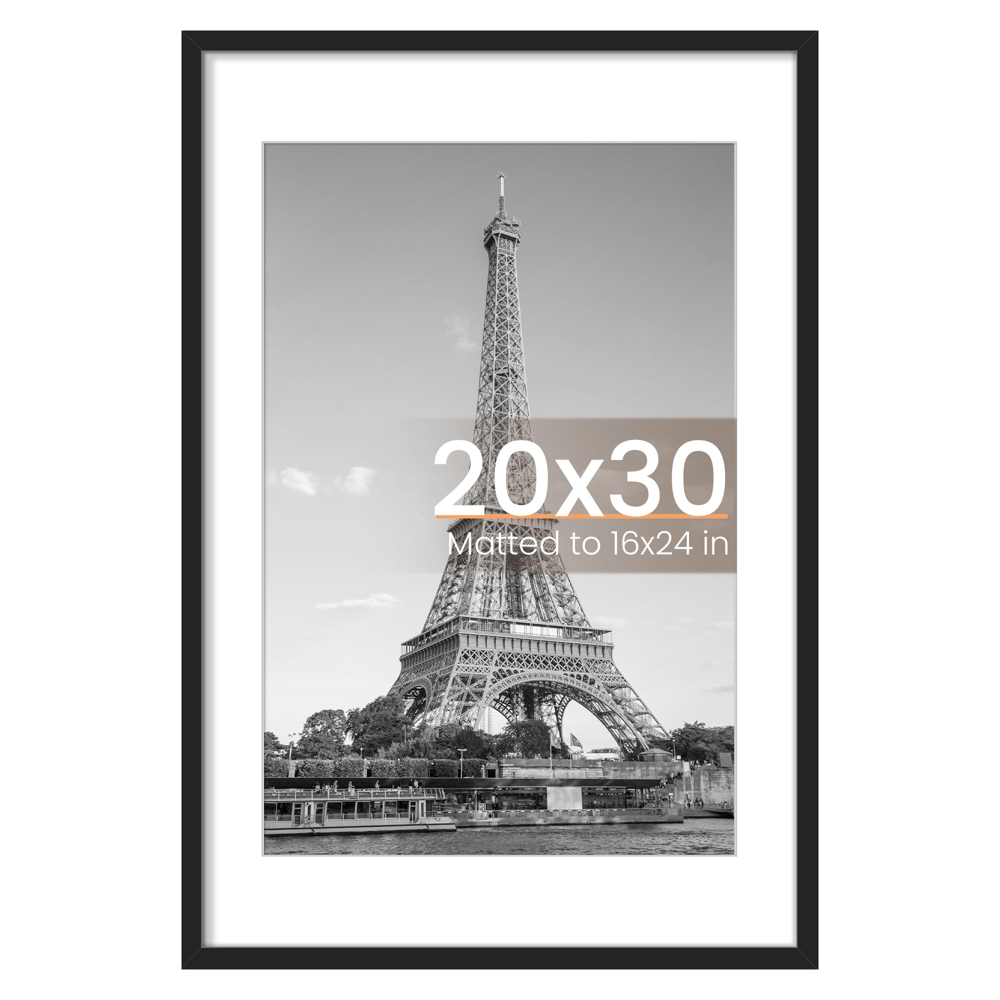 Photo 1 of upsimples 20x30 Poster Frame, Display Pictures 16x24 with Mat or 20 x 30 Without, Wall Hanging Picture Frames, Black