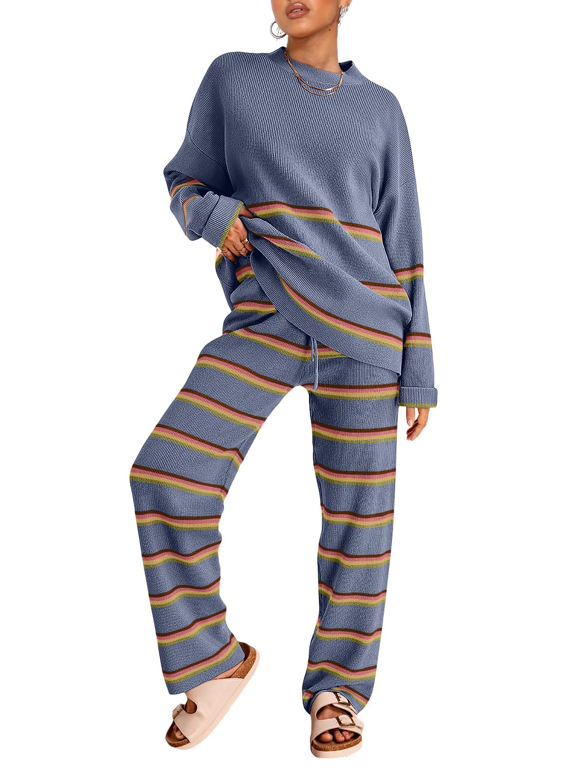 thumbnail image 2 of OTRYLN Two Piece Pants Set For Women Dressy New Women 2 Piece Travel Outfits Sweatsuit Oversized Sweatshirt Sweatpants Tracksuit Fall Trendy Matching 2 of 13