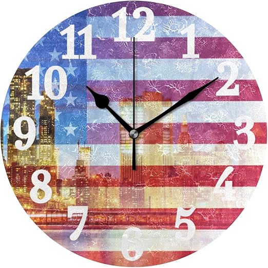 Amazon.de: Ahomy Wanduhr mit amerikanischer Flagge New York City Home