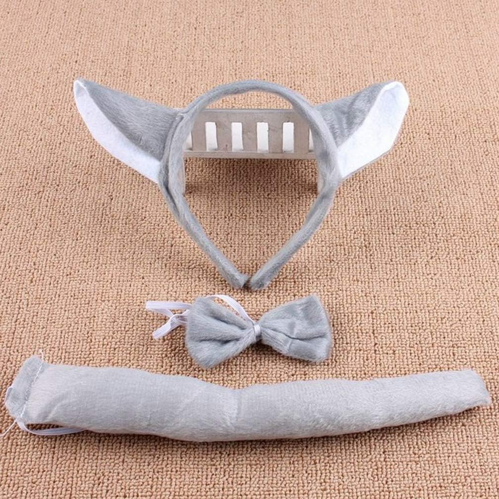 She's Shining Halloween Cosplay Wolf Ears Headband Tail Set Fancy Dress Animal Costume Three-Piece Suit, Grey - Image 4