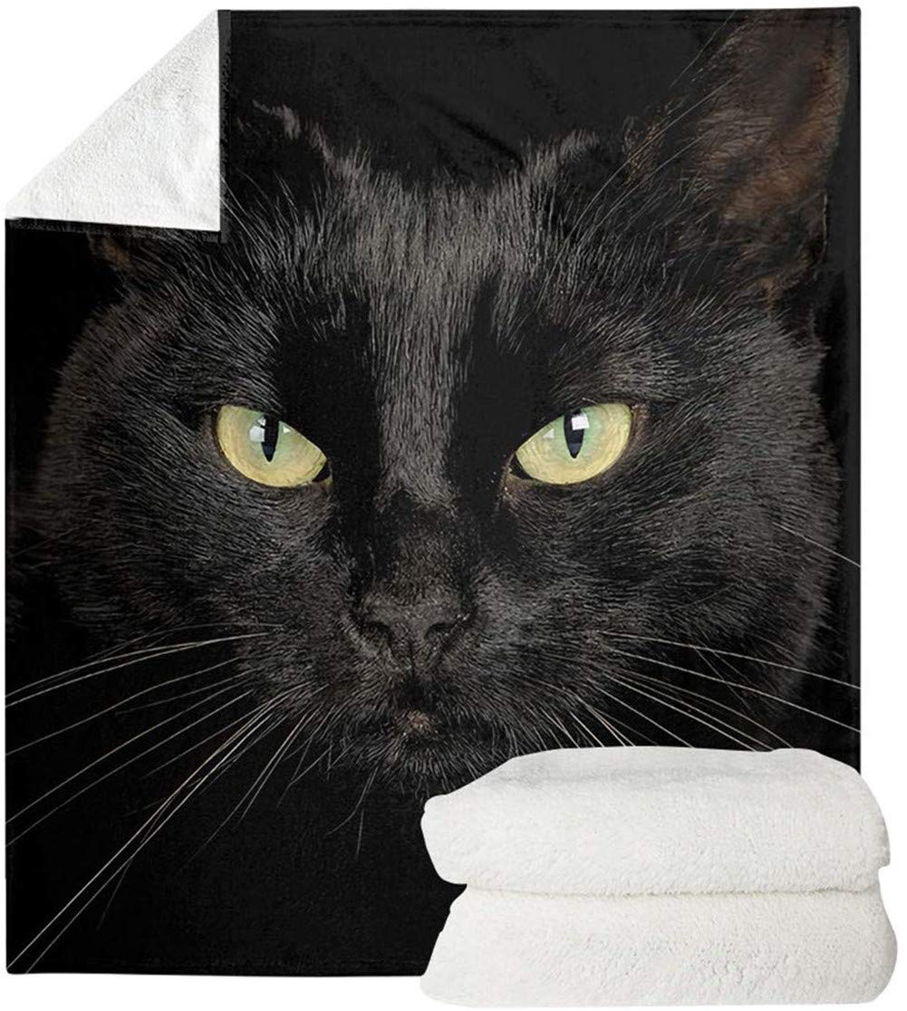 SEANATIVE Black Cat Print Flannel Bed Blanket Super Soft Warm Fuzzy Plush Throw Lightweight Cozy Couch Blankets Bedding Living Room-2XL