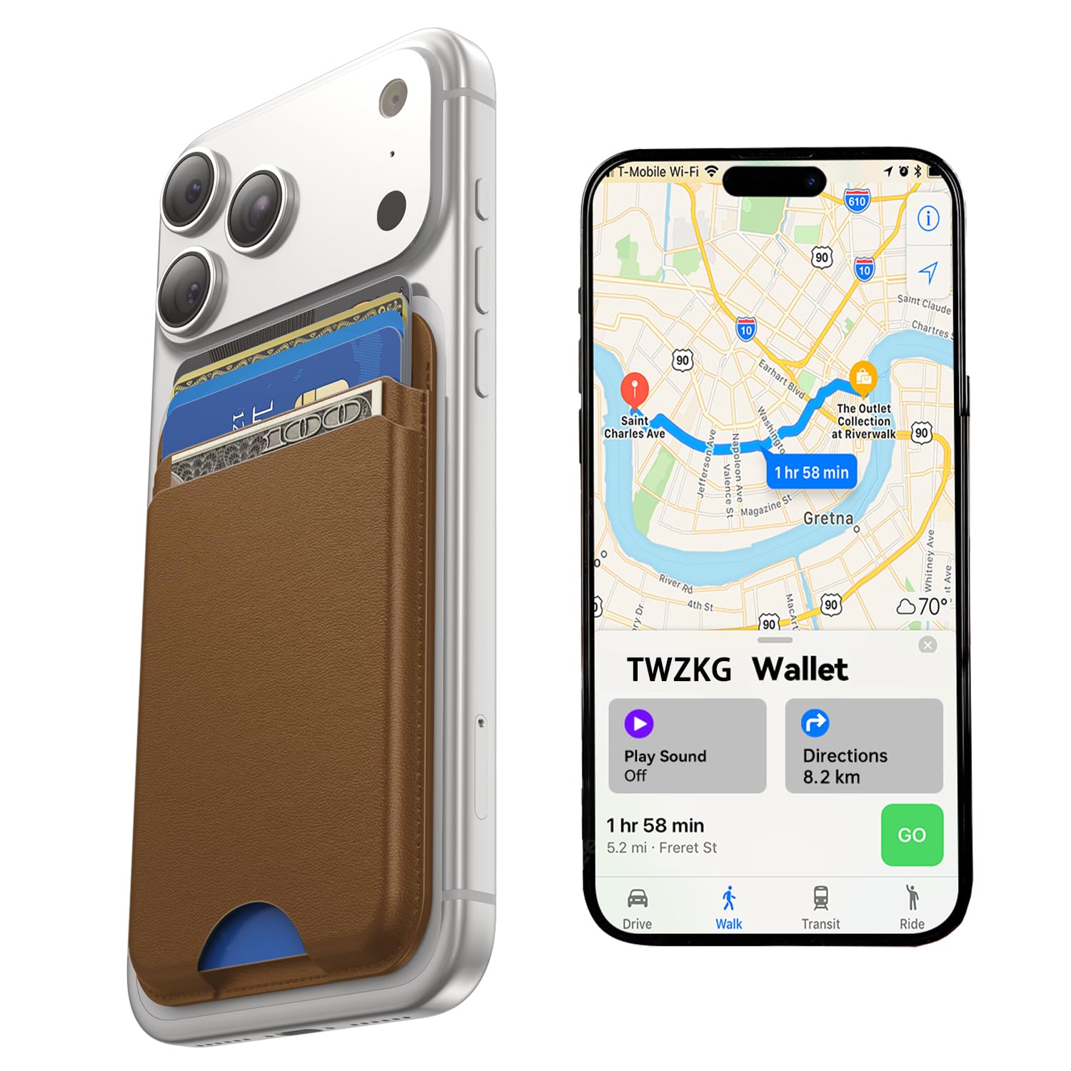TWZKG for MagSafe Wallet, Works with Apple Find My,5 Card Holder, Slim Magnetic Phone Wallet for iPhone 17/16/15/14/13/12 Pro Max Plus Air, RFID Blocking Vegan Leather,Coffee