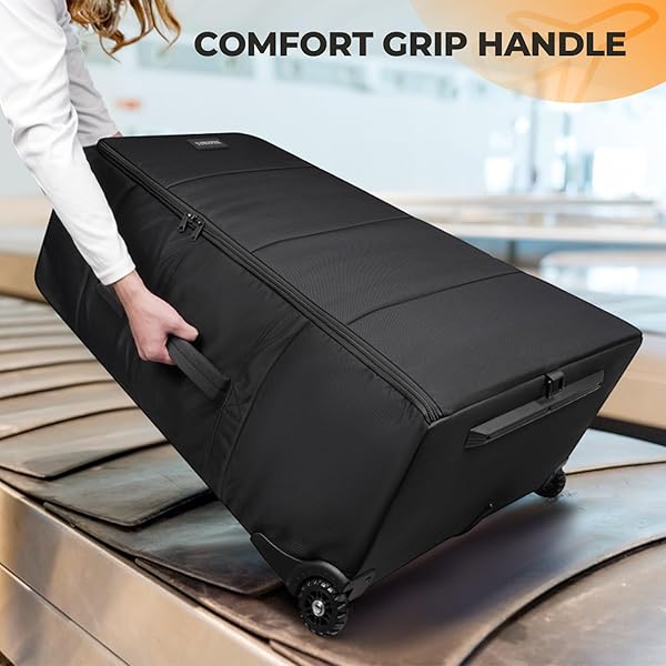 YOREPEK STROLLER BAG COMPATIBLE WITH UPPABABY VISTA V2/V3 AND CRUZ V2 (NO WHEEL REMOVAL NEEDED), PADDED STROLLER TRAVEL BAG WITH WHEELS, FOLDABLE STROLLER COVER WITH STORAGE POCKET, ALL BLACK