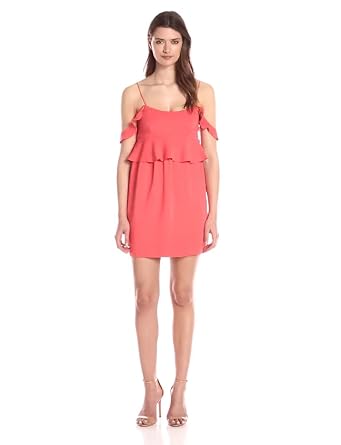 RACHEL ZOE Womens Coral Ruffled Spaghetti Strap Sweetheart Neckline Above The Knee Blouson Dress