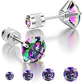 MHWTTY Hypoallergenic Cartilage Earrings for Women Men, 1 Pairs Titanium Stud for Women Gold Silver Black 20G Post & Screw Back with Cubic Zirconia 3 4 5 6 7 mm Piercing Jewelry