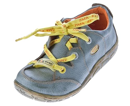 TMA Damen Leder Halb Schuhe Comfort Sneakers Schwarz Grün Rot Grau Weiß Used Look Turnschuhe Eyes