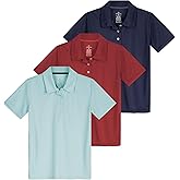 Real Essentials 3 Pack: Girls' Short Sleeve Performance Polo School Uniform(Ages 4-18)