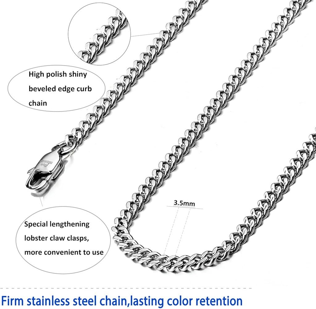 Jstyle Stainless Steel Link Curb Chain Necklace for Men Women 3 Pcs 3.5mm | 
