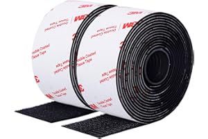 P7YAUMY Hook and Loop Strips 2in x 10ft, Double Sided Adhesive Strips Fastener, Reclosable Sticky Back Interlocking Nylon Picture Hanging Strips, Double Sided Carpet Tape