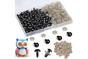 L-LWEIK 320pcs 10mm Safety Eyes for Amigurumi Black Plastic Crochet Eyes for Animals with Washers Craft Doll Eyes for Crocheting Stuffed Animal Eyes for DIY Crafts Plush Doll Making Supplies