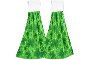 Boccsty St Patricks Day Fingertip Bath Towels 2 Pieces Clover Leaves Coins Hanging Hand Bath Towel Hand Towel Tea Bar Towels for Bathroom Farmhouse Housewarming Tabletop Home