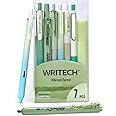 WRITECH Gel Pens Journaling Highlighters: Journal Set Aesthetic Assorted Pastel Color Ink 0.5mm Fine Point Retractable 0.7mm Black Pen Smooth Writing Drawing No Bleed 7ct (Green)