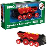 BRIO World Mighty Red Action Locomotive - Battery-operated Toy Train for Wooden Track - Motorized Train with Light &amp; Sound - Compatible with All BRIO Railway Sets - Interactive Play - Kids Ages 3 &amp; Up