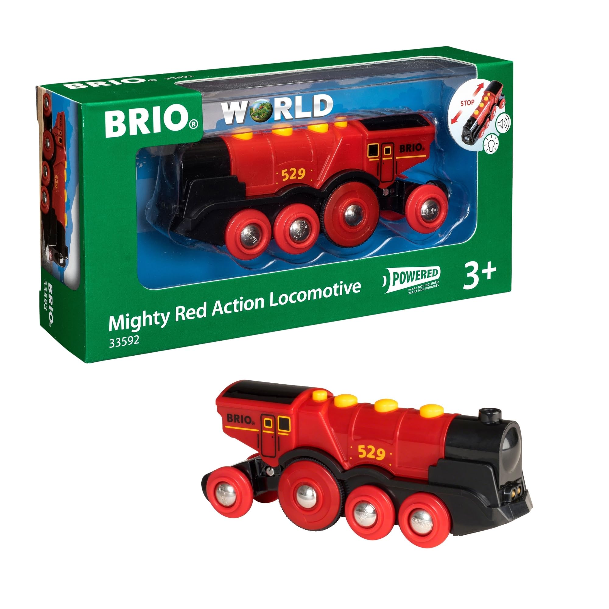 BRIO World Mighty Red Locomotive Battery Powered Toy Train for Kids Age 3 Years Up - Railway Set Accessories & Add Ons