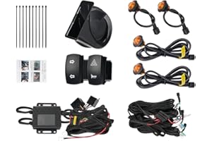 KEMIMOTO UTV ATV Turn Signal Kit, Universal Street Legal Turn Signal with Rocker Switch & 110D Horn, Plug & Play Blinker Kit 
