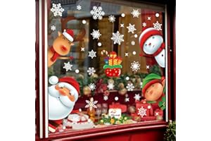 HIFUNWU 169 PCS Christmas Snowflake Window Cling Christmas Window Clings for Glass Windows Xmas Decorations