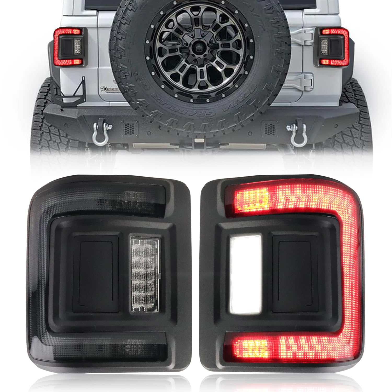 Photo 1 of AIONIXER LED Tail Lights Compatible with J-e-e-p JL Wrangler 2018-2022, [Full LED] Driver & Passenger Side, Taillight Rear Lamps Assembly, Smoked Lens