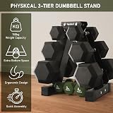 PhysKcal 3-Tier Dumbbell Rack Neoprene Storage Stand Vertical Tree view 2