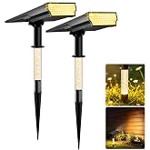 ORDEBIL Solar Spot Lights Outdoor Waterproof, Warm White 2 Pack | Solar Landscape Lights with Illuminated Pillar, Dusk to Dawn, 2 Modes, 76 LED Solar Powered Lights for Yard Garden Pathway