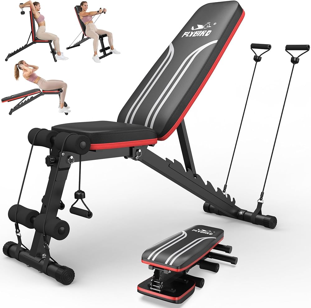 FLYBIRD Adjustable Bench Weight Bench 8-Position Backrest 3-Position Footrest